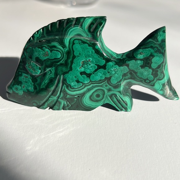 Natural Malachite Carving Green Crystal Orbicular Pattern Banding Rare Find OOAK - Picture 5 of 11